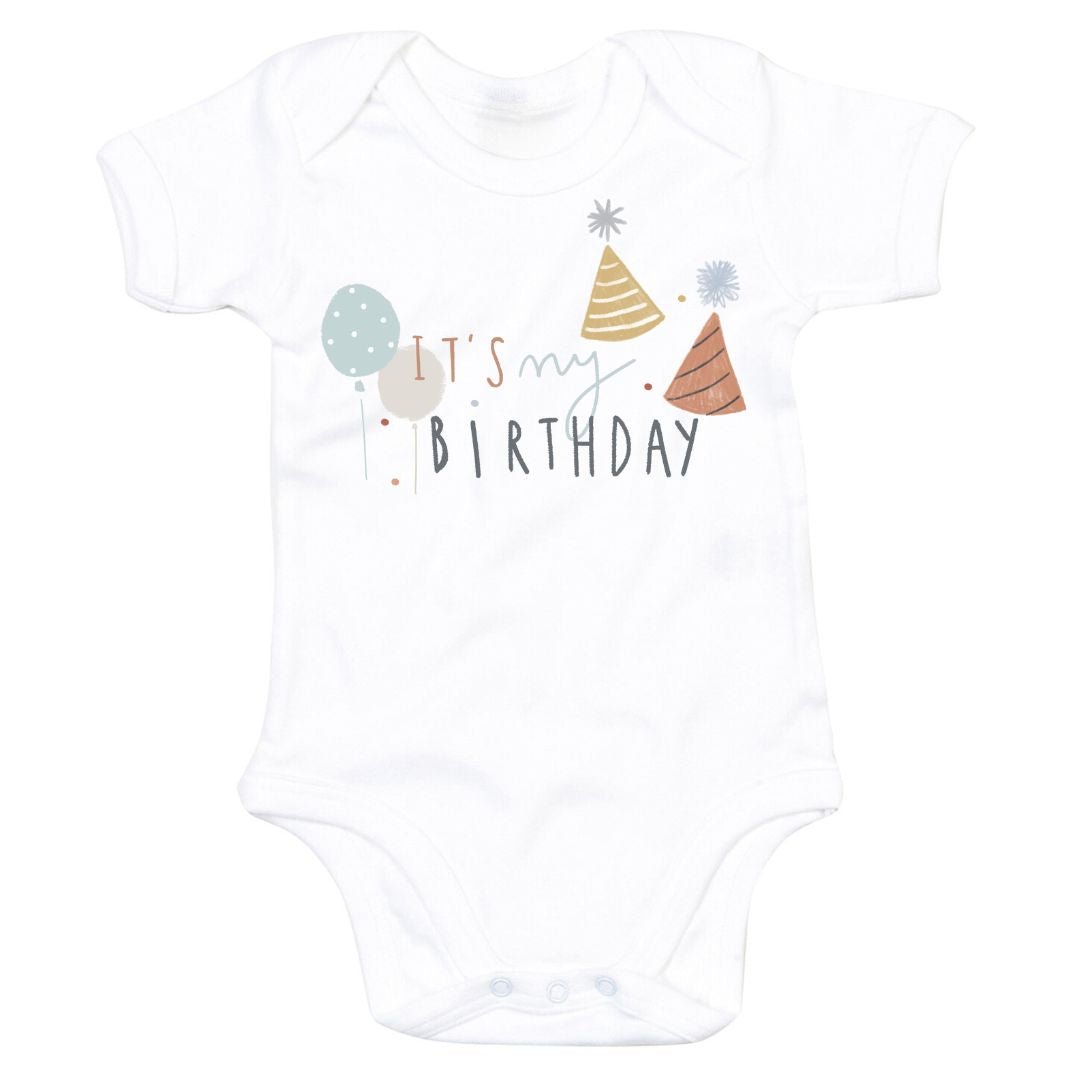 It's my Birthday Blue Party Hat Baby Bodysuit