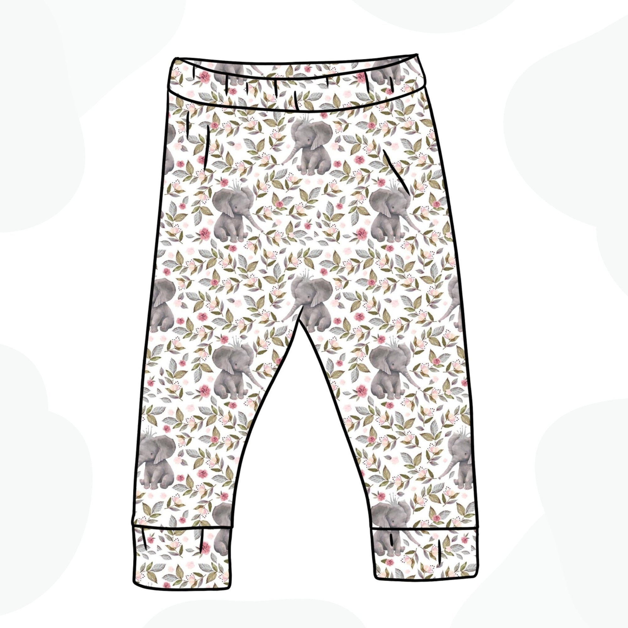 Floral Elephant Slim Fit Leggings