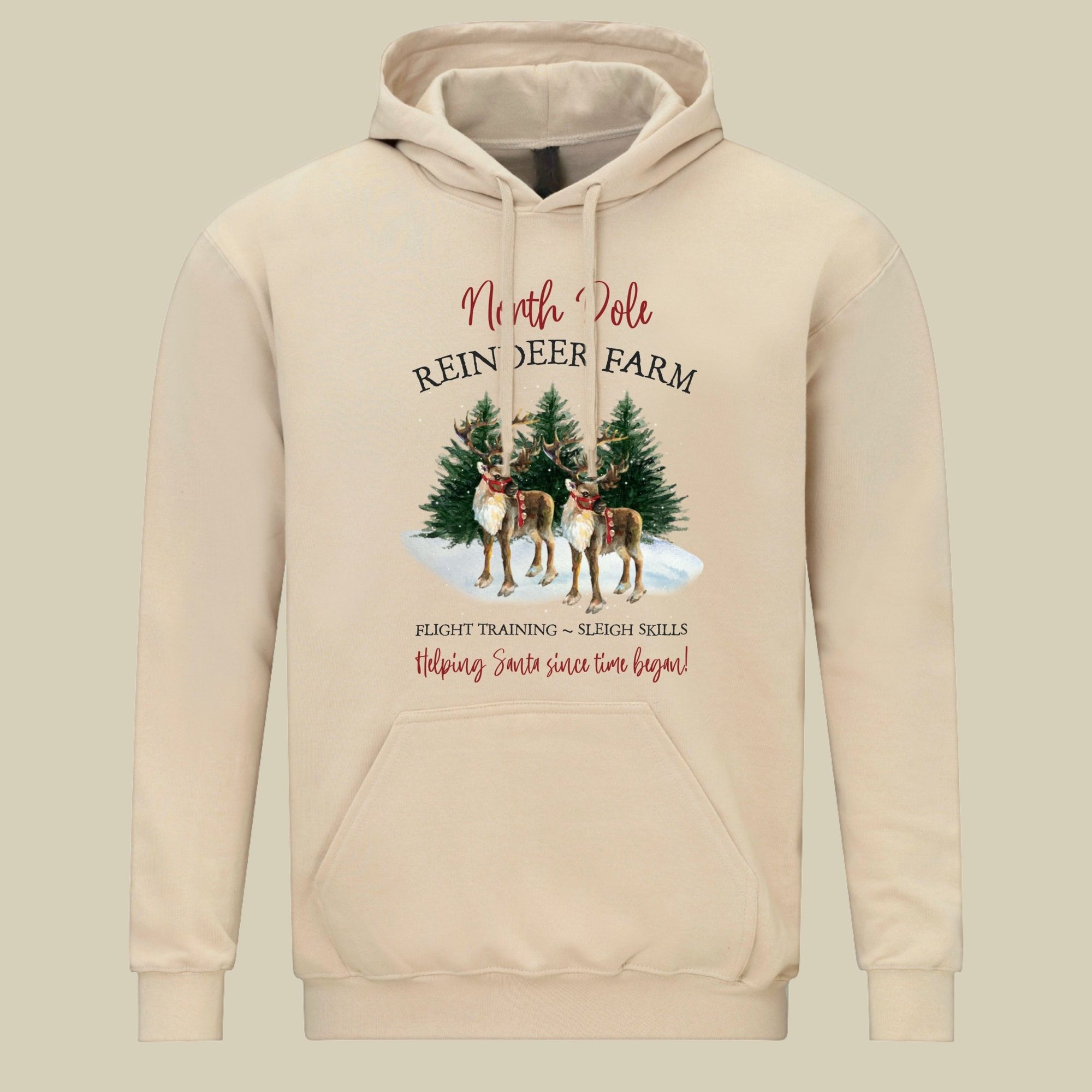 Adult Reindeer Farm Hoodie Sand