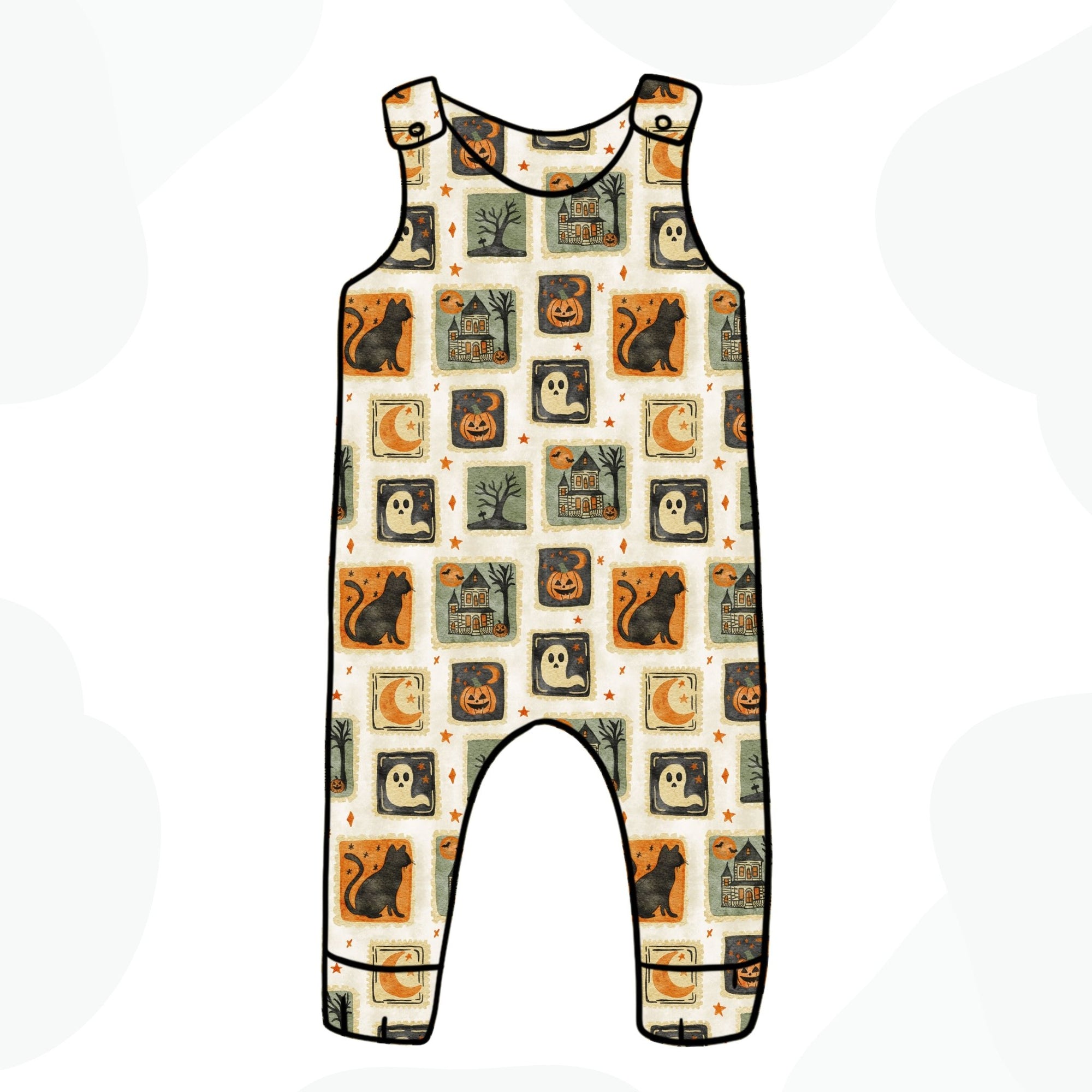 White Spooky Stamps Romper