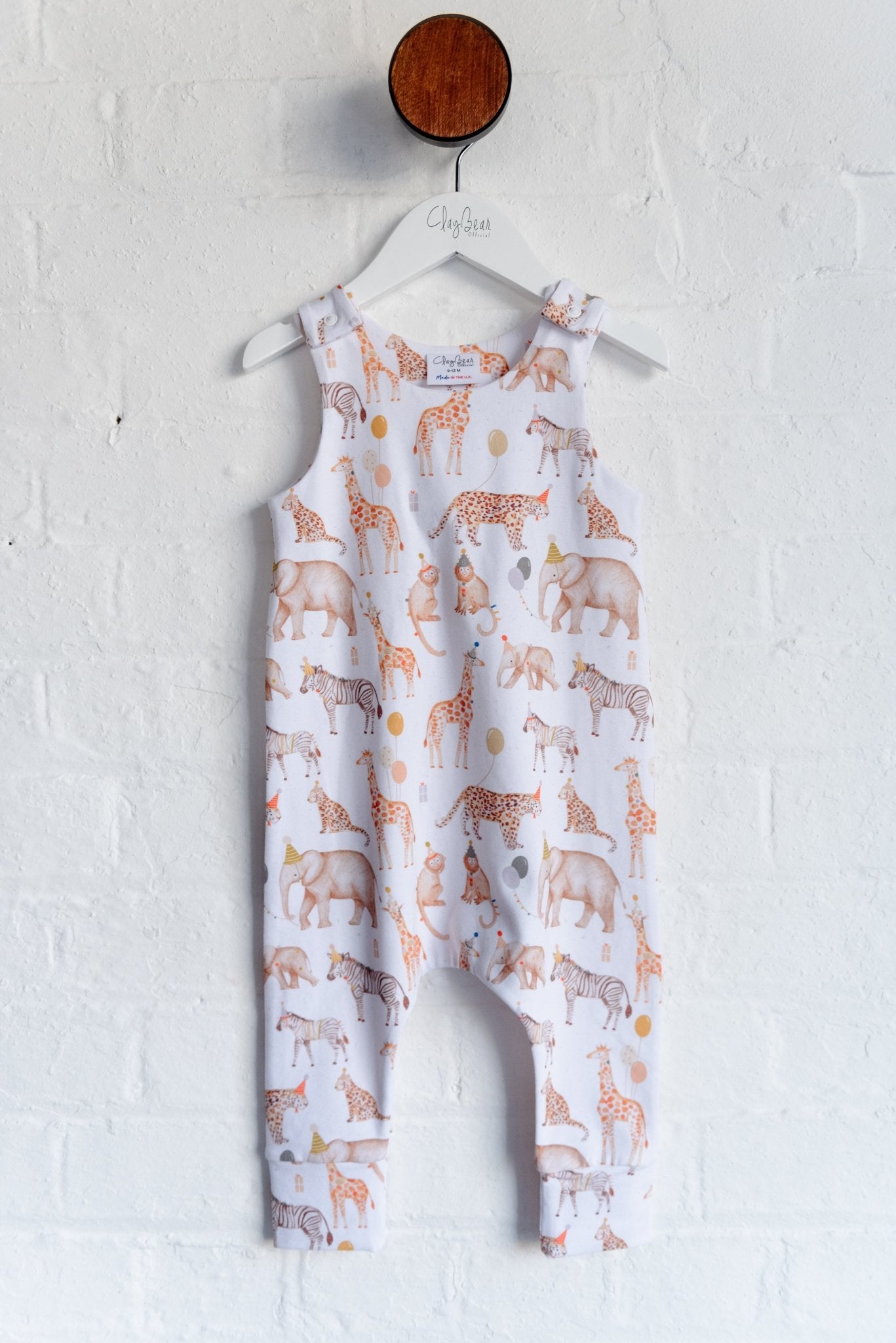 Safari Birthday White Dungaree Romper