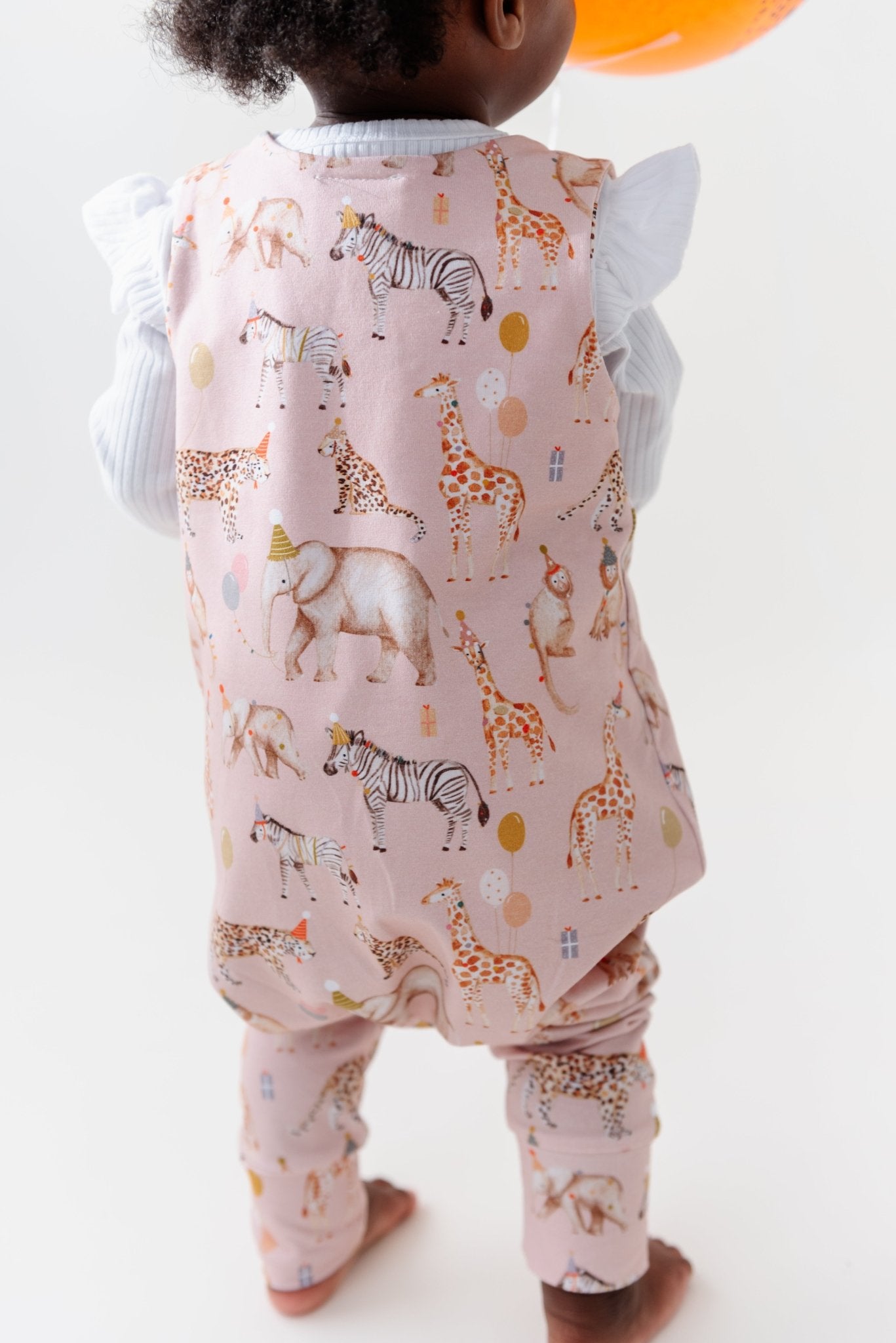 Safari Birthday Pink Dungaree Romper