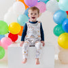 Birthday White Dinosaur Dungaree Romper