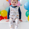 Birthday White Dinosaur Dungaree Romper