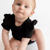 Black Frill Short Sleeve Bodysuit - ClayBearOfficial 