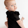 Black Frill Short Sleeve Bodysuit - ClayBearOfficial 