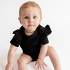 Black Frill Short Sleeve Bodysuit - ClayBearOfficial 