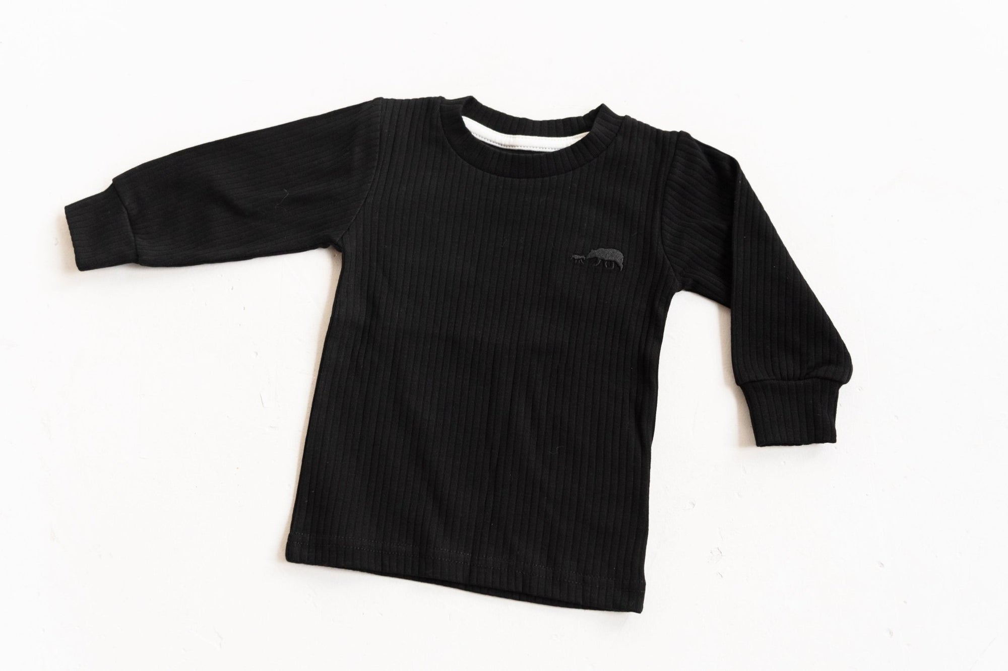 Black Ribbed Long Sleeve Top - ClayBearOfficial 