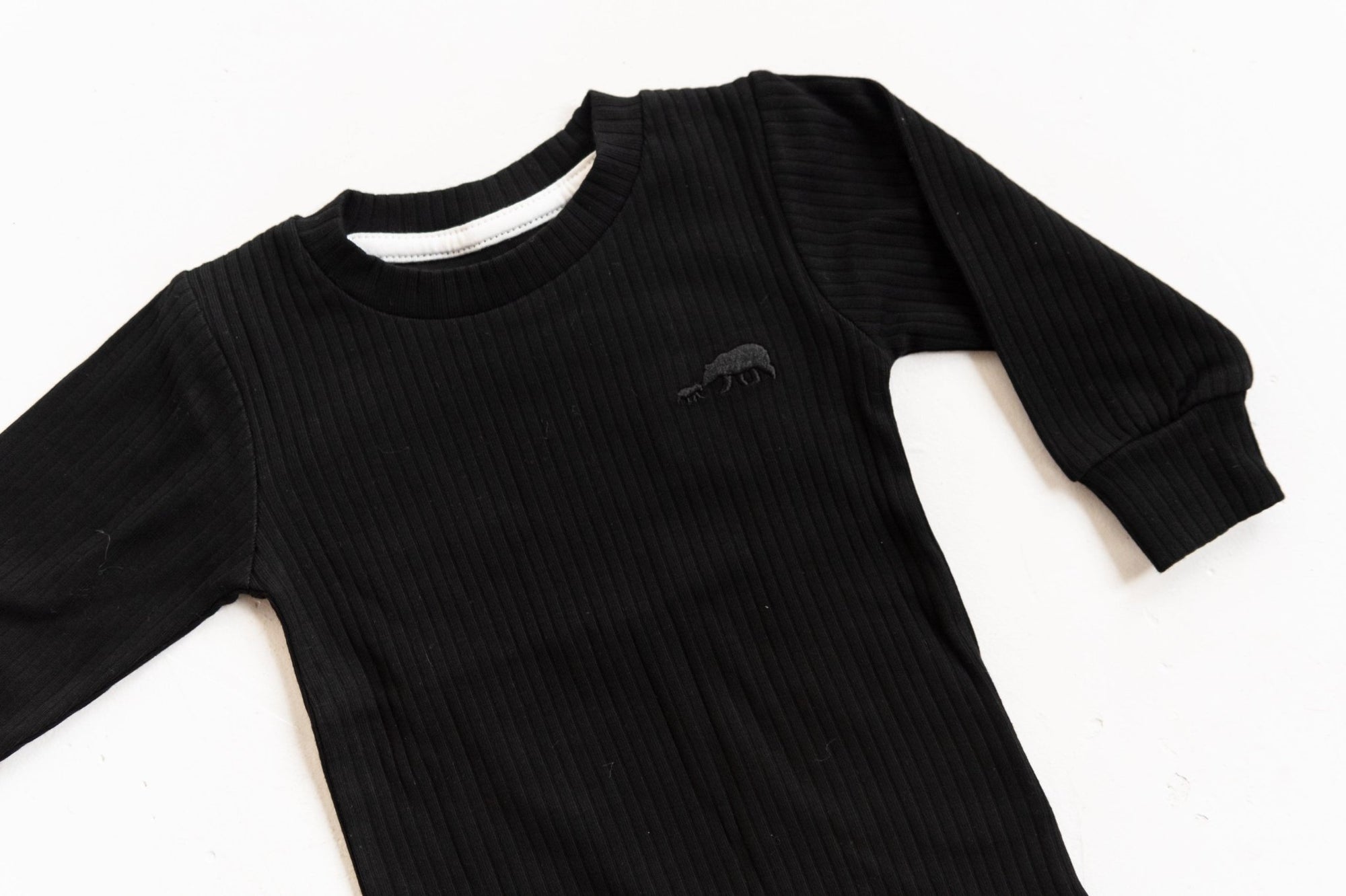 Black Ribbed Long Sleeve Top - ClayBearOfficial 