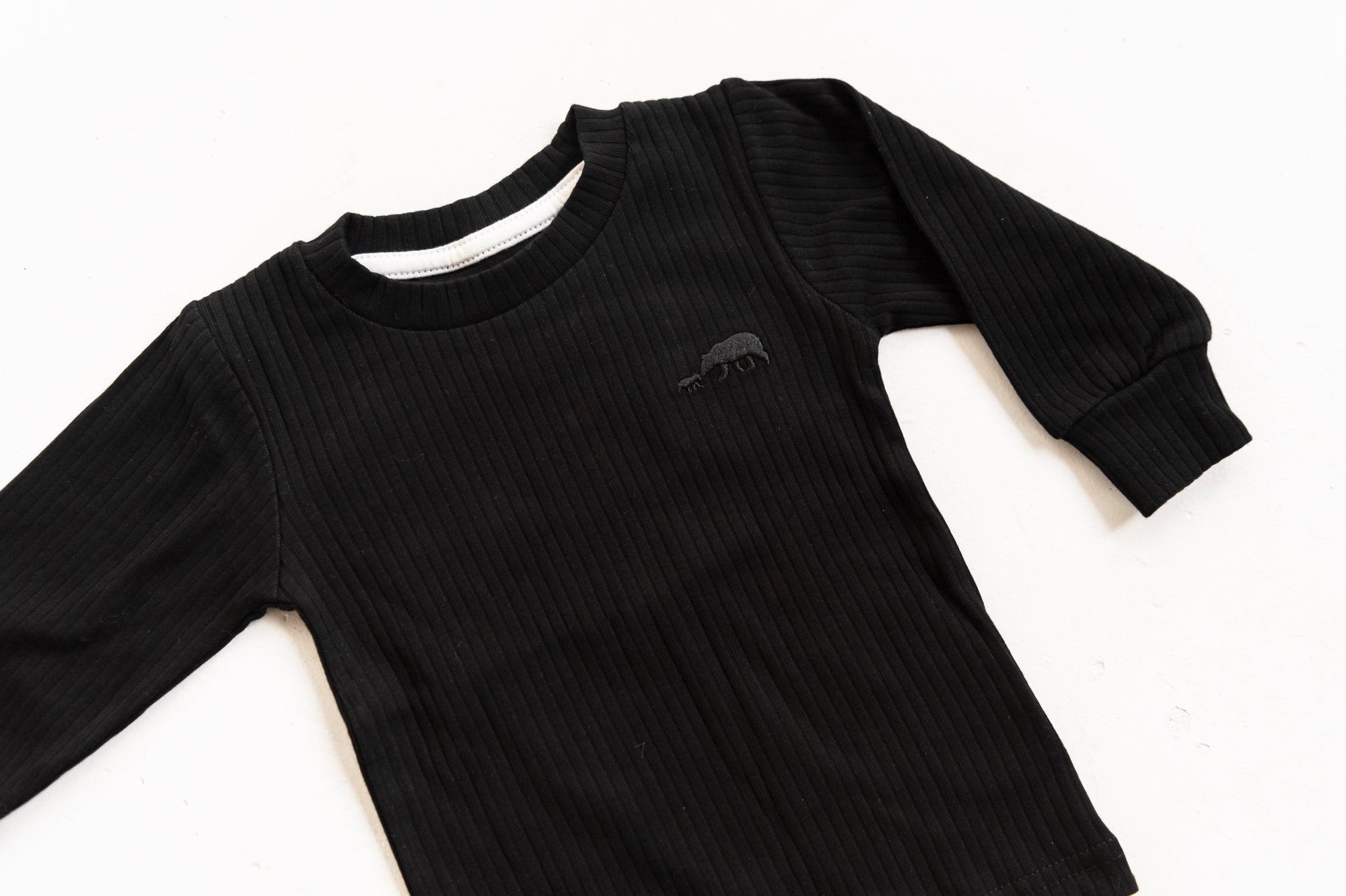 Black Ribbed Long Sleeve Top - ClayBearOfficial 