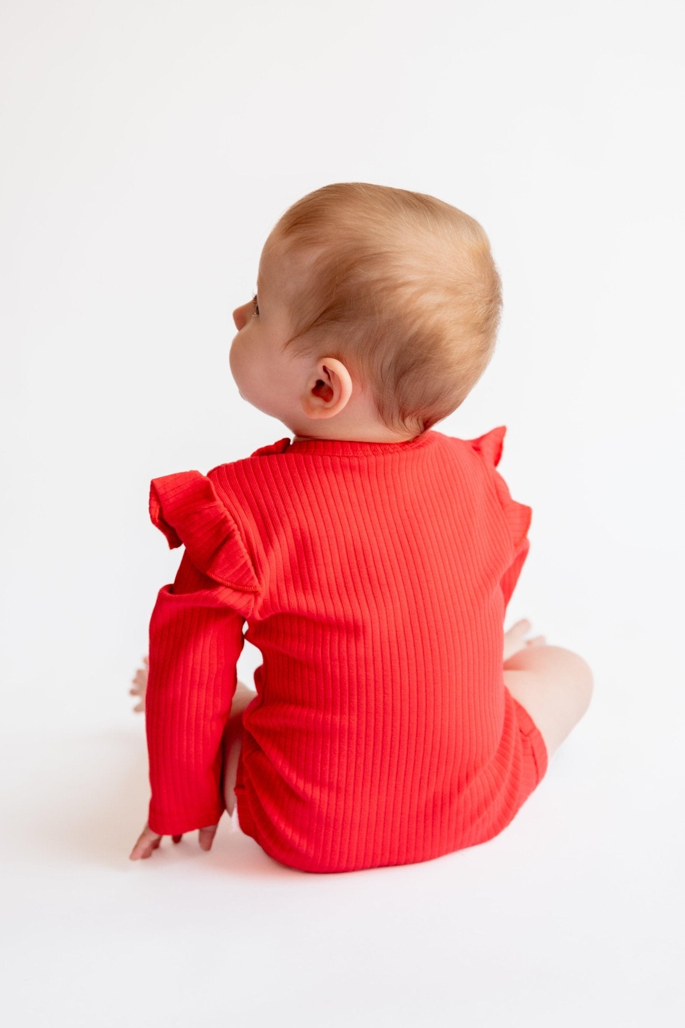 Bright Red Frill Long Sleeve Bodysuit - ClayBearOfficial 