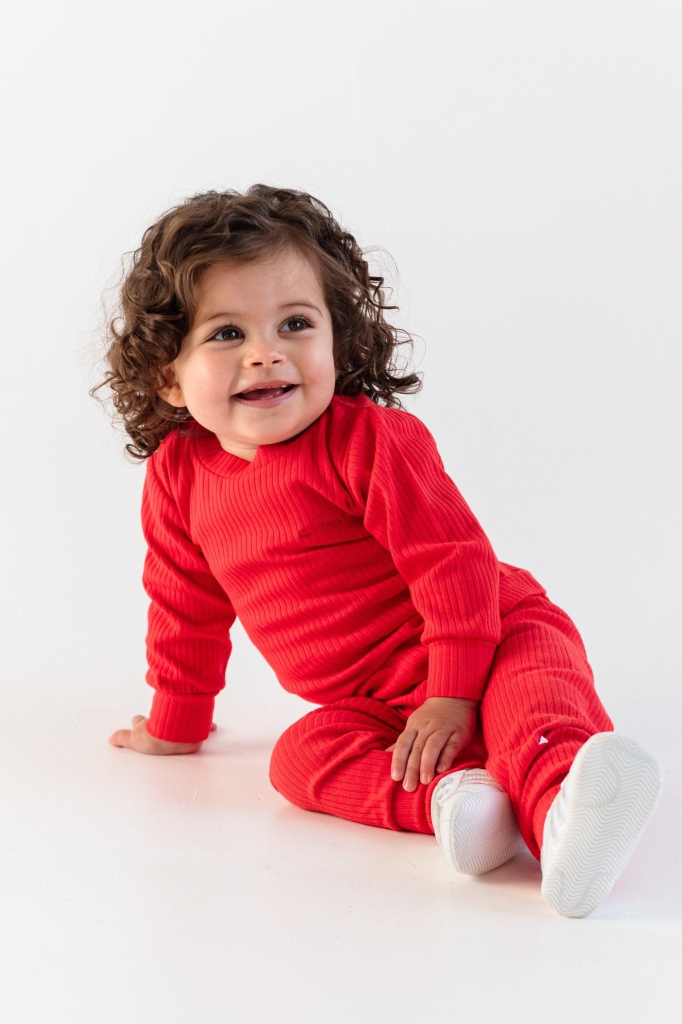 Bright Red Ribbed Long Sleeve Top - ClayBearOfficial 