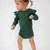 Deep Green Frill Long Sleeve Bodysuit - ClayBearOfficial 