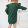 Deep Green Frill Long Sleeve Bodysuit - ClayBearOfficial 