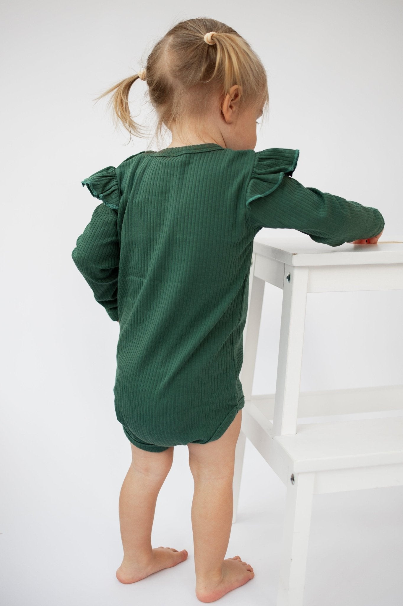 Deep Green Frill Long Sleeve Bodysuit - ClayBearOfficial 