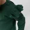 Deep Green Frill Long Sleeve Bodysuit - ClayBearOfficial 