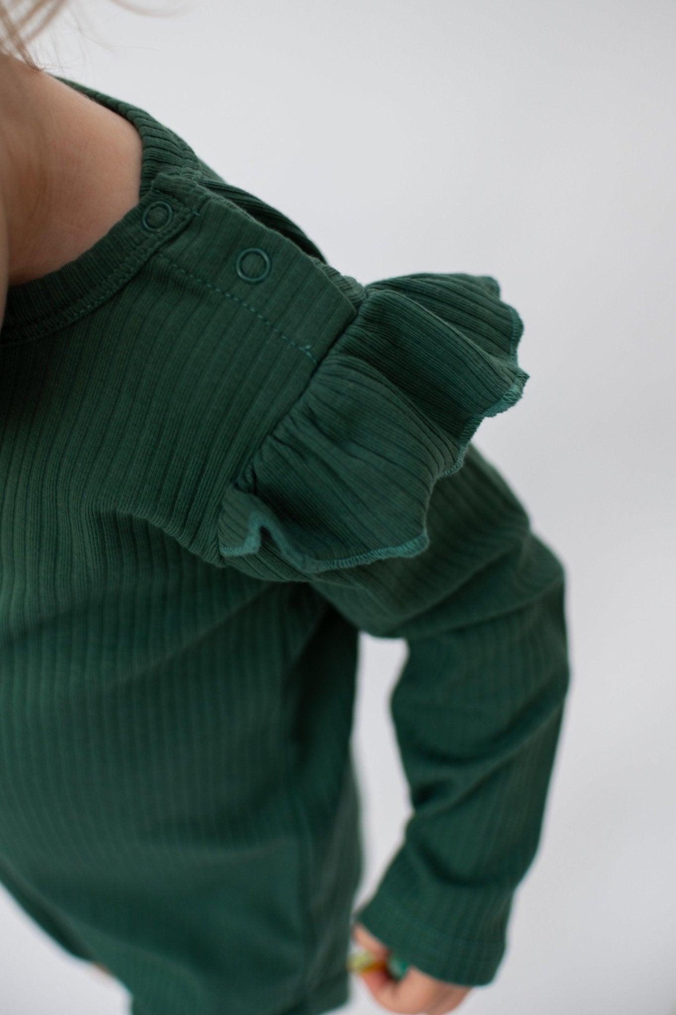 Deep Green Frill Long Sleeve Bodysuit - ClayBearOfficial 