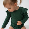 Deep Green Frill Long Sleeve Bodysuit - ClayBearOfficial 