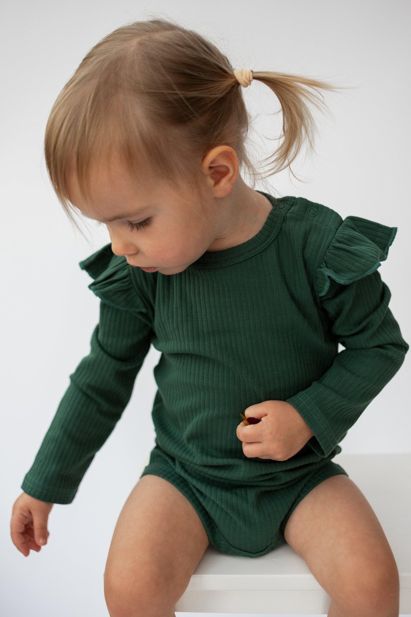 Deep Green Frill Long Sleeve Bodysuit - ClayBearOfficial 