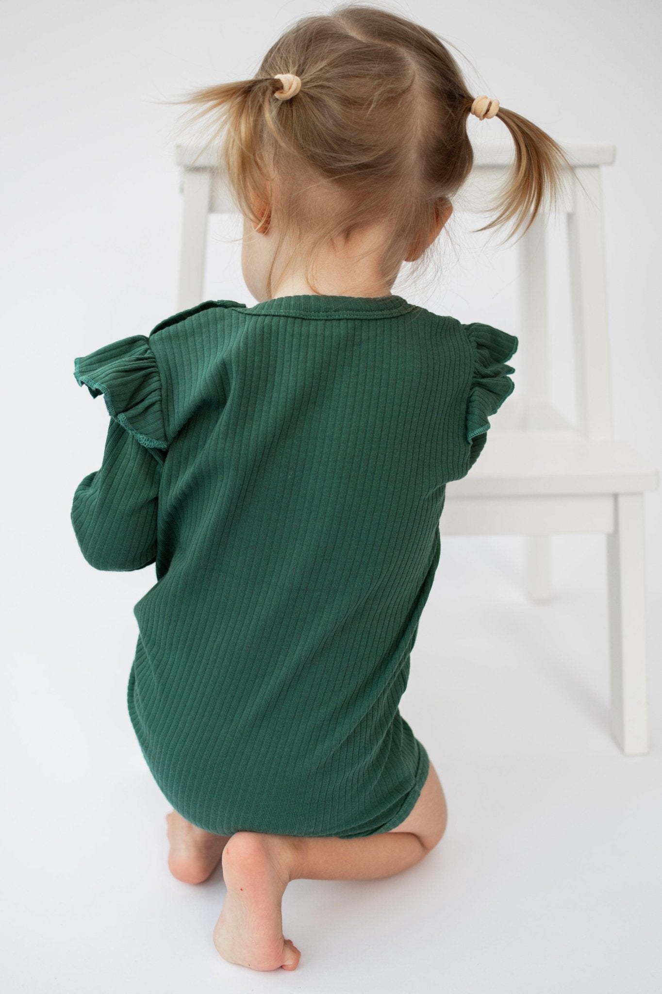 Deep Green Frill Long Sleeve Bodysuit - ClayBearOfficial 