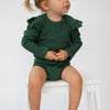 Deep Green Frill Long Sleeve Bodysuit - ClayBearOfficial 