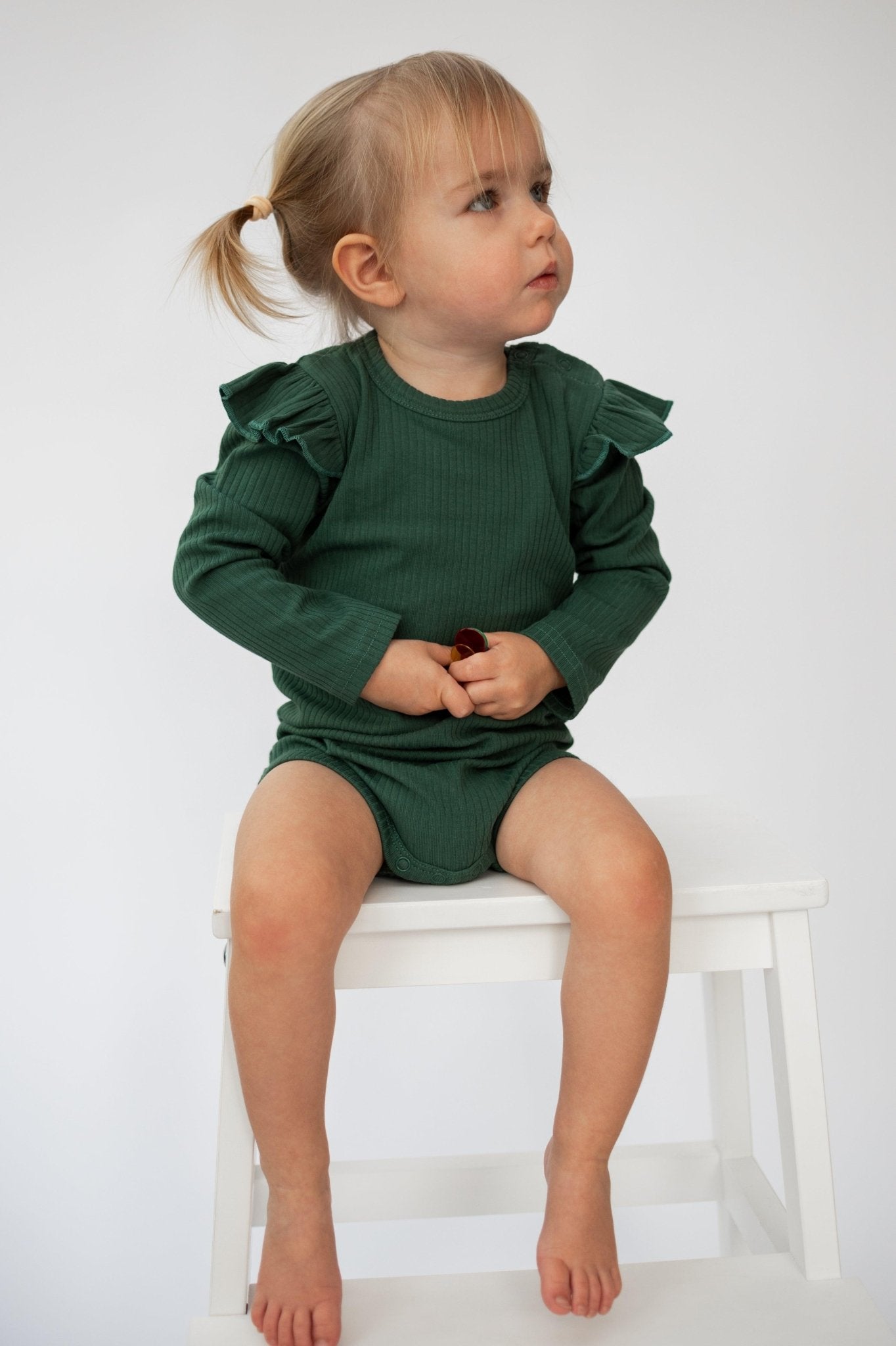 Deep Green Frill Long Sleeve Bodysuit - ClayBearOfficial 