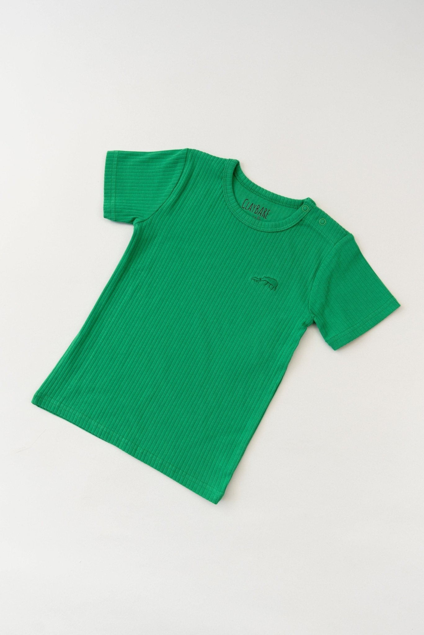 Grass Green Ribbed Short Sleeve Top - ClayBearOfficial 