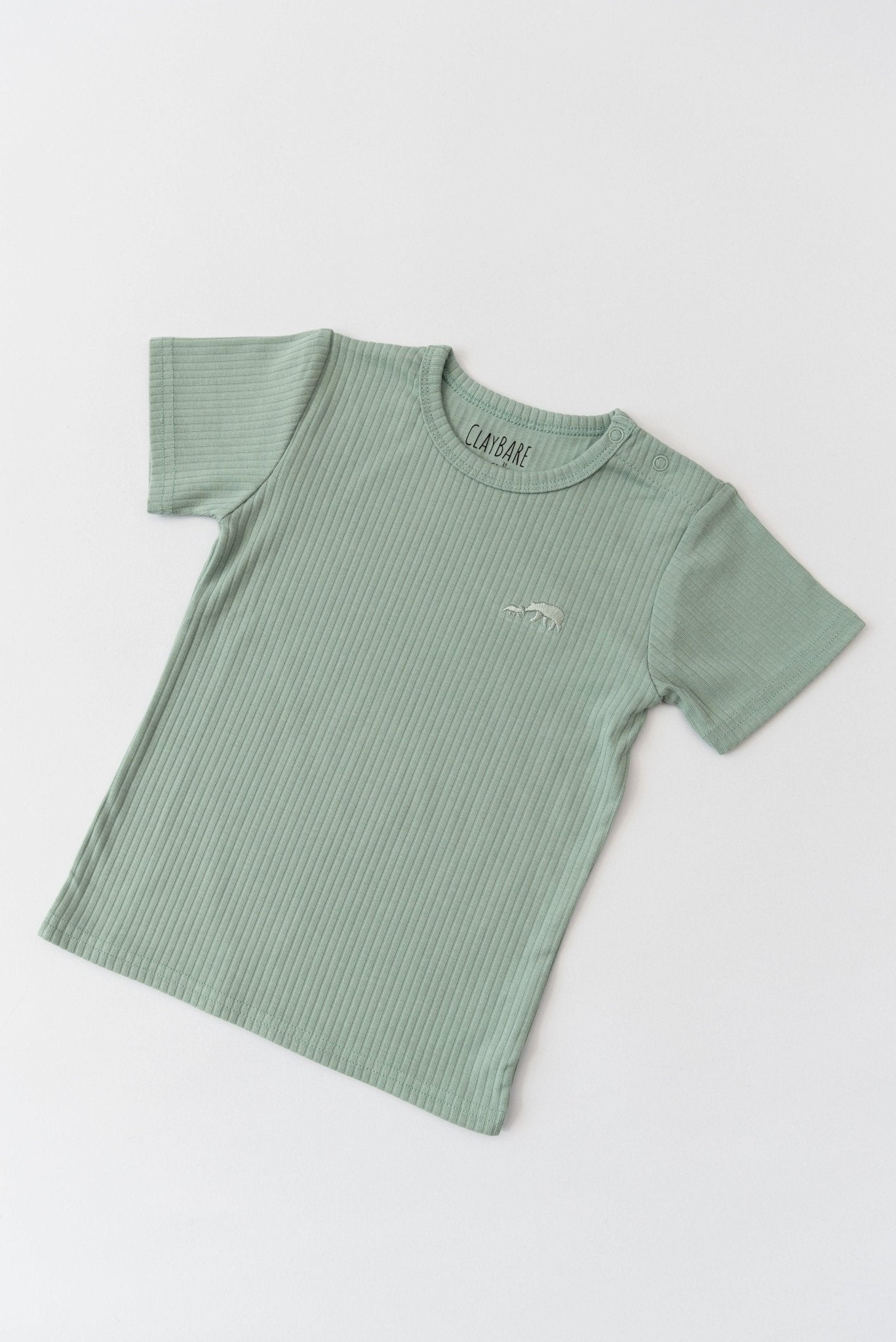 Mint Ribbed Short Sleeve Top - ClayBearOfficial 