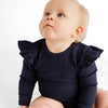 Navy Frill Long Sleeve Bodysuit - ClayBearOfficial 