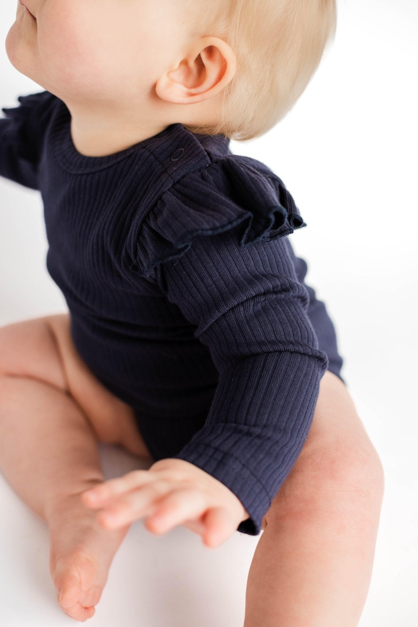 Navy Frill Long Sleeve Bodysuit - ClayBearOfficial 