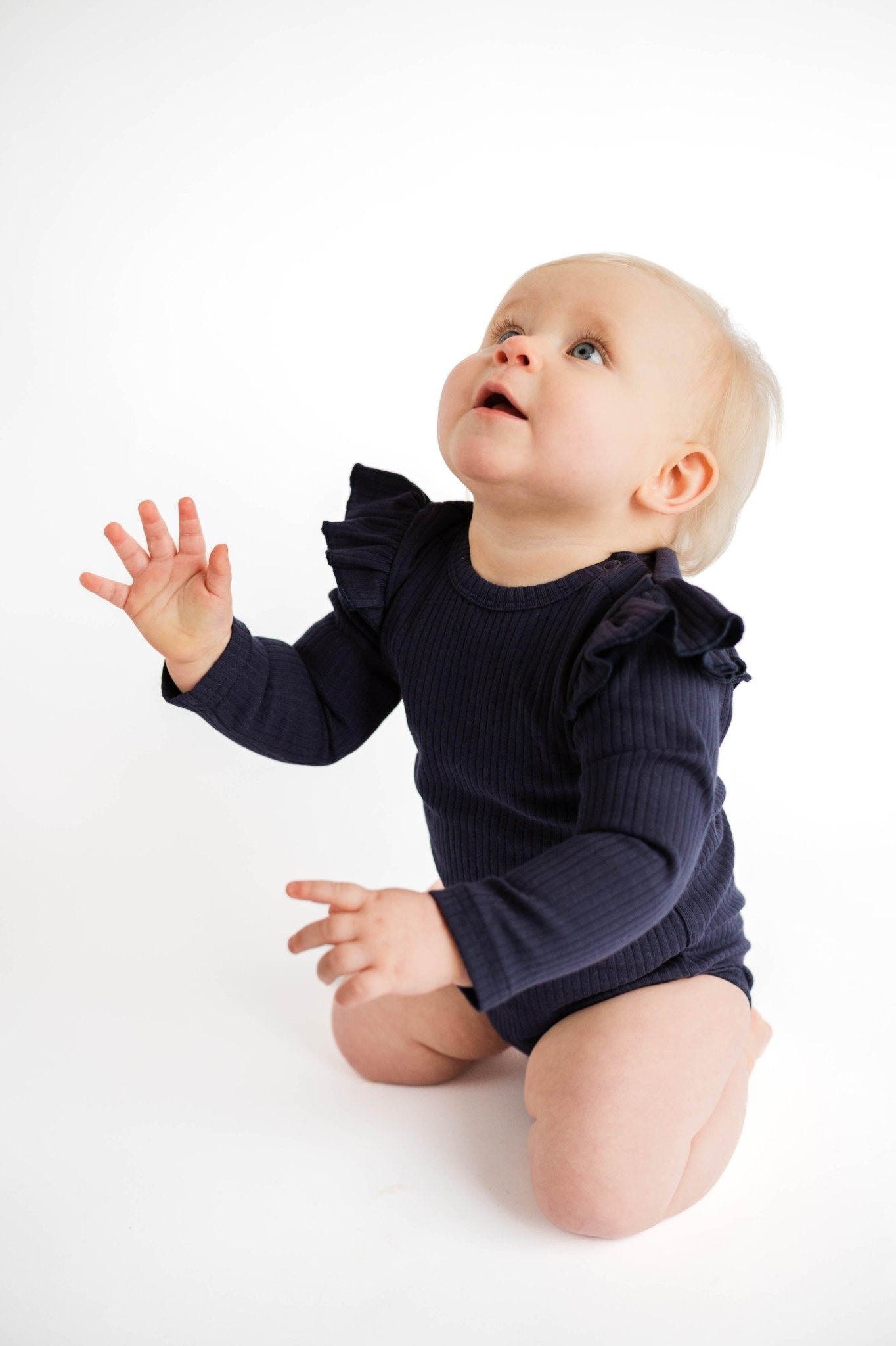 Navy Frill Long Sleeve Bodysuit - ClayBearOfficial 