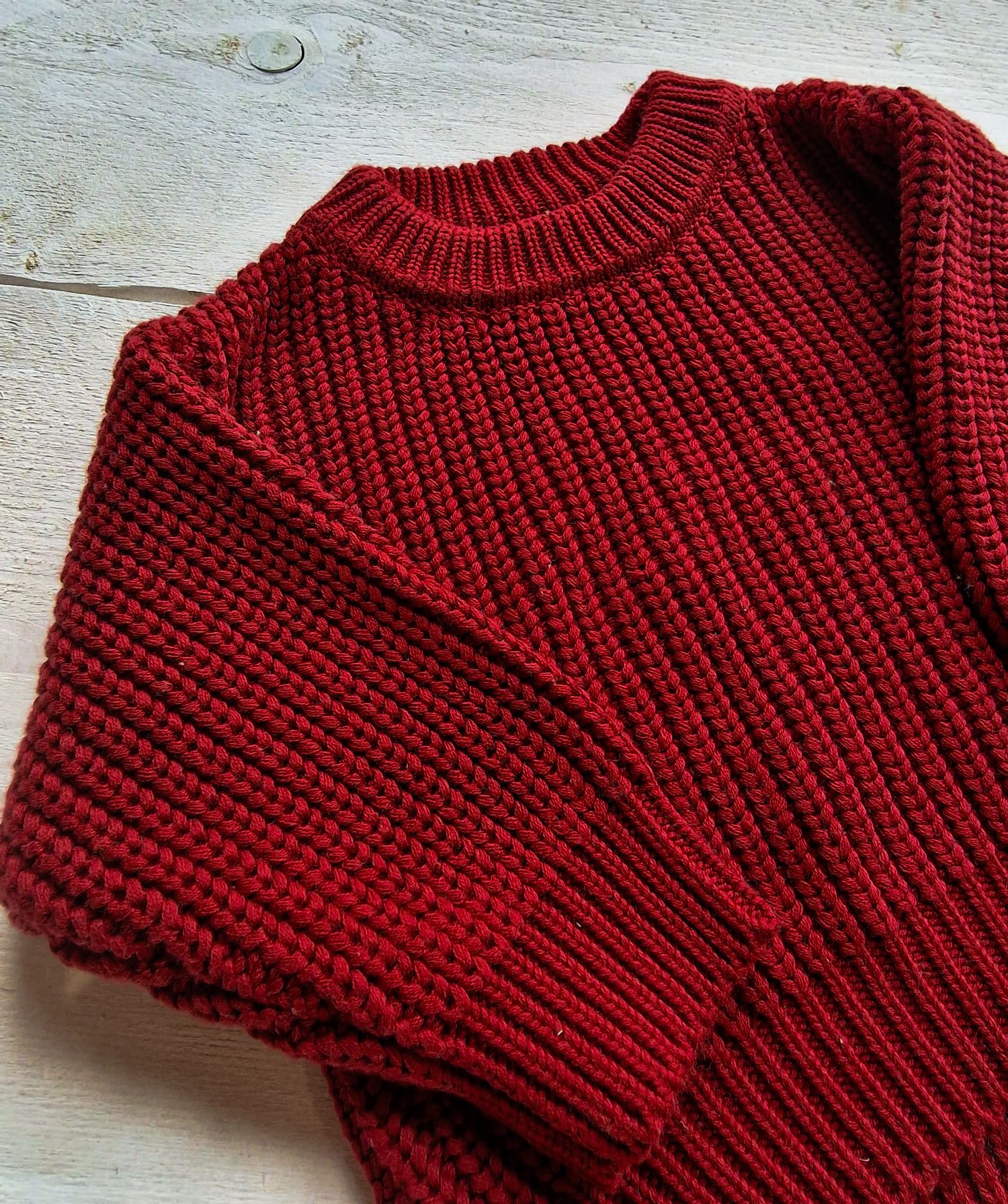 Oversized Deep Red Knitted Jumper