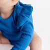 Royal Blue Frill Long Sleeve Bodysuit - ClayBearOfficial 