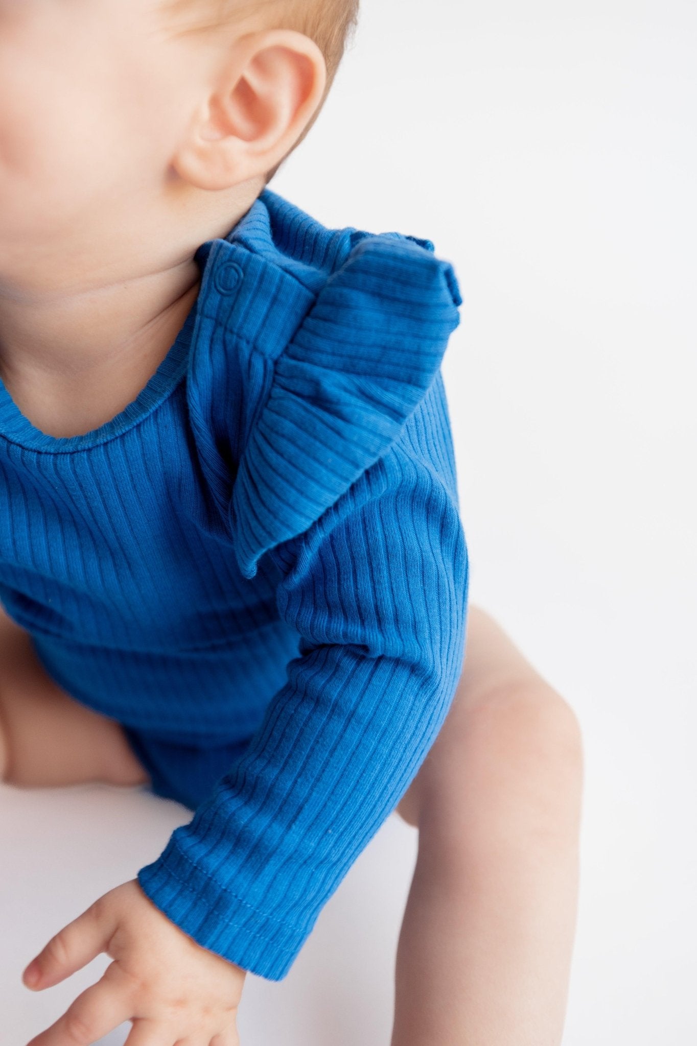 Royal Blue Frill Long Sleeve Bodysuit - ClayBearOfficial 