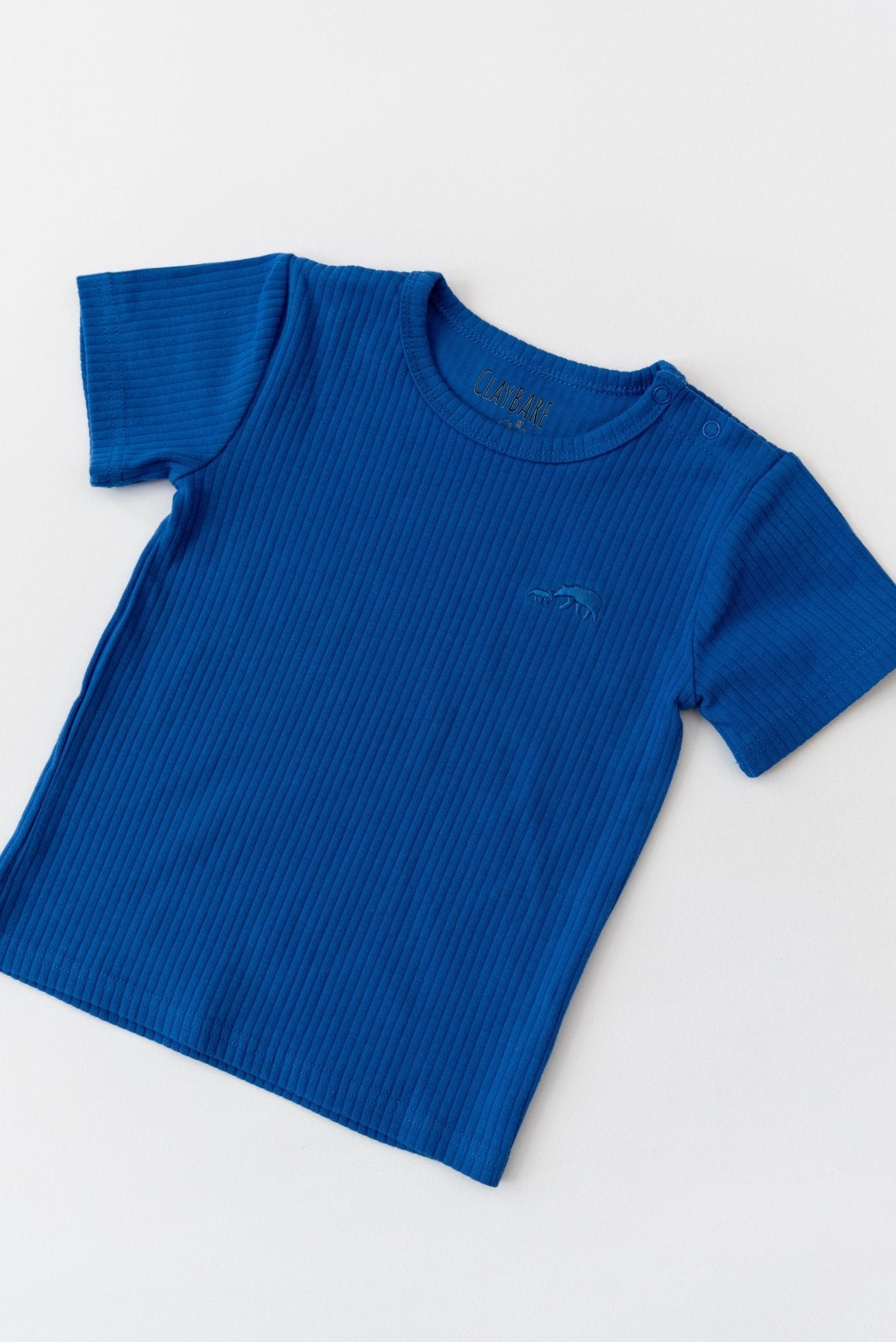 Royal Blue Ribbed Short Sleeve Top - ClayBearOfficial 