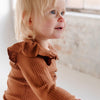 Rust Frill Ribbed Long Sleeve Top - ClayBearOfficial 