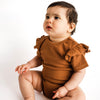 Rust Frill Short Sleeve Bodysuit - ClayBearOfficial 