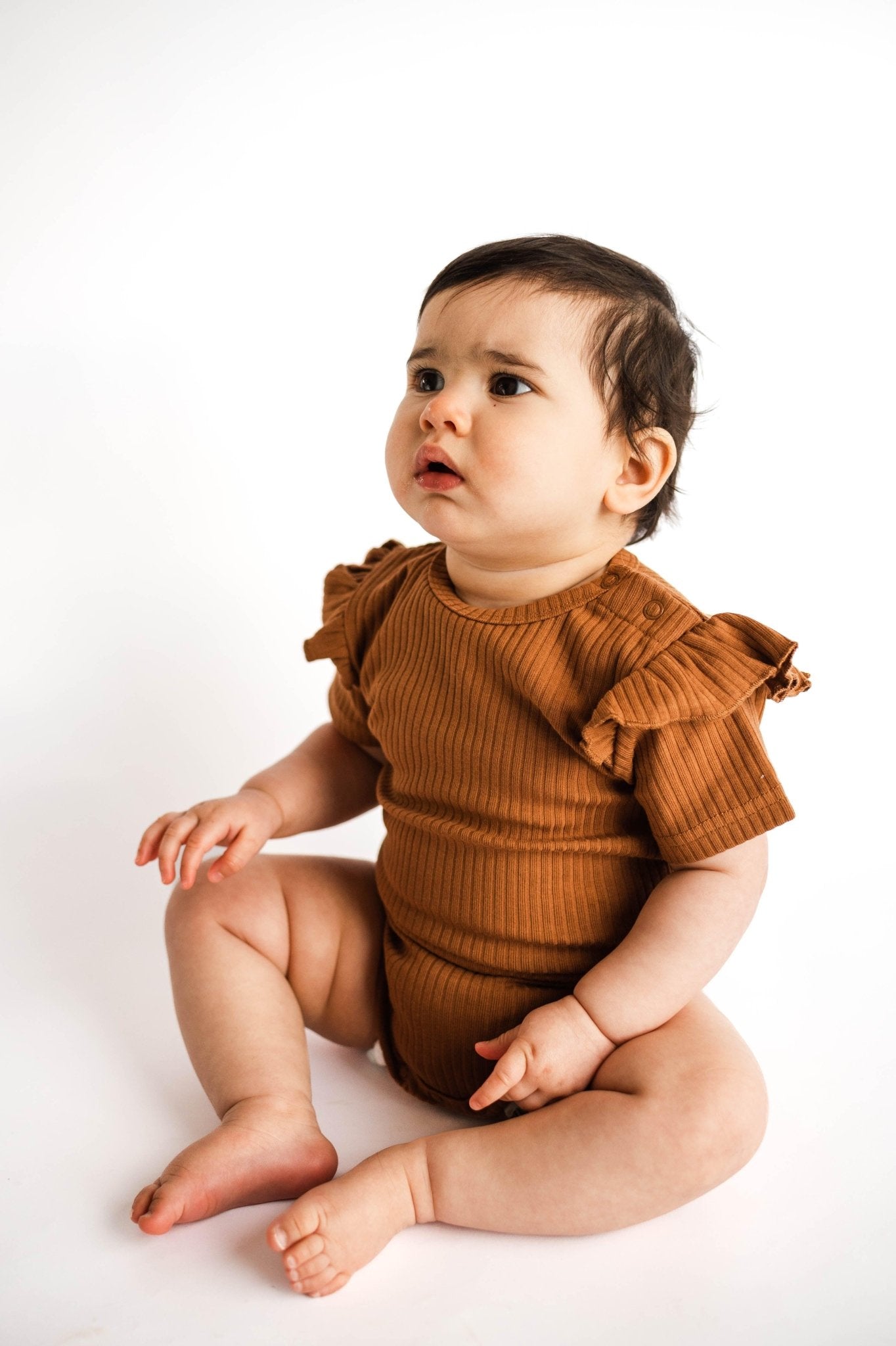 Rust Frill Short Sleeve Bodysuit - ClayBearOfficial 