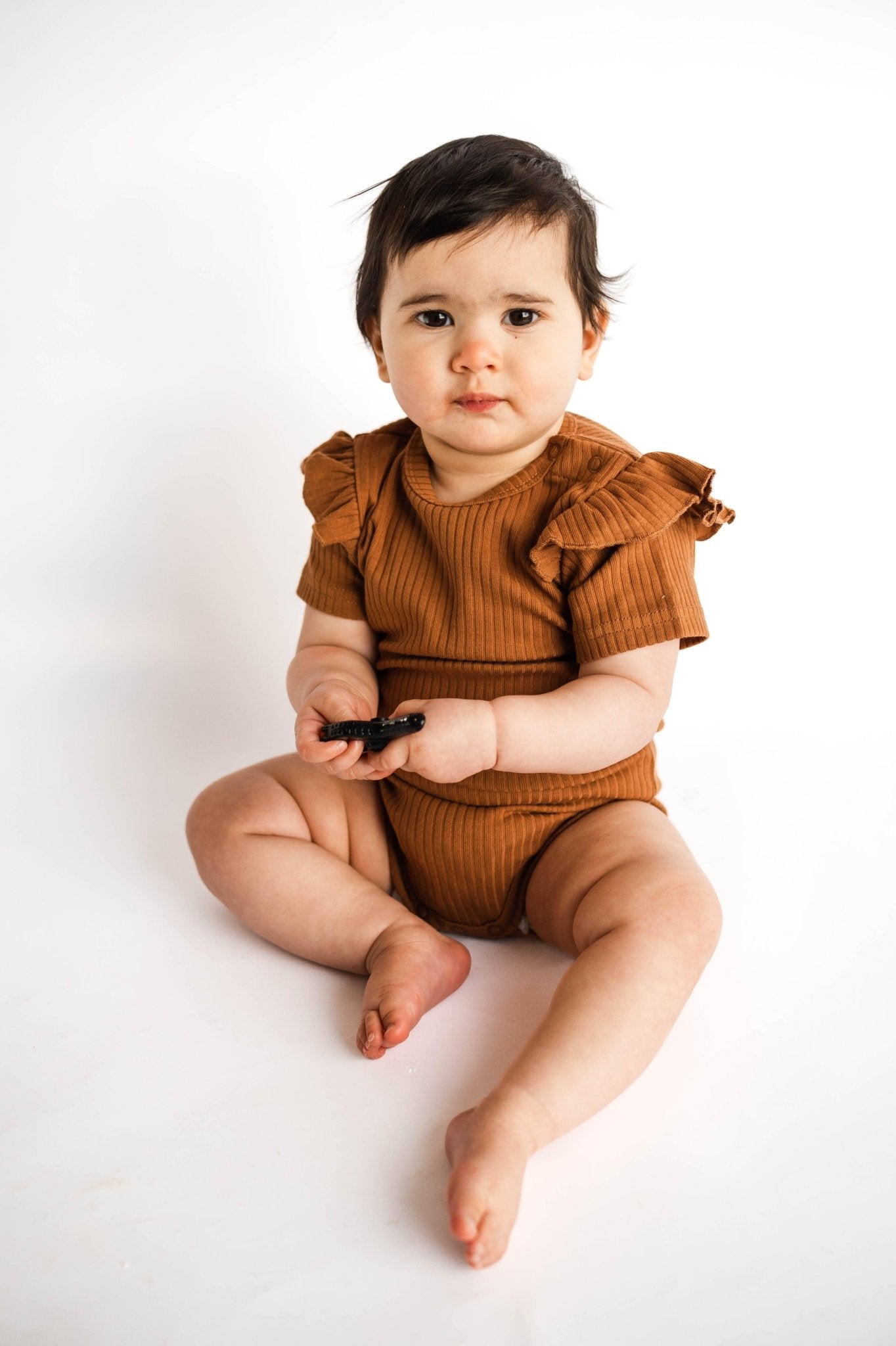 Rust Frill Short Sleeve Bodysuit - ClayBearOfficial 