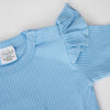 Sky Blue Frill Long Sleeve Bodysuit - ClayBearOfficial 