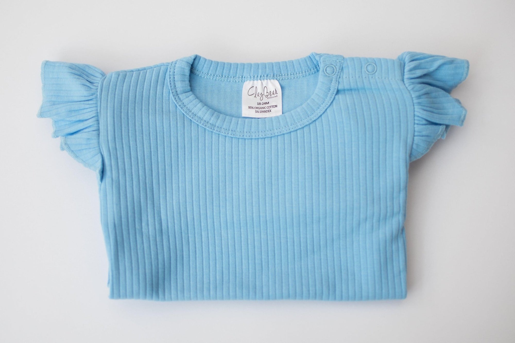 Sky Blue Frill Long Sleeve Bodysuit - ClayBearOfficial 