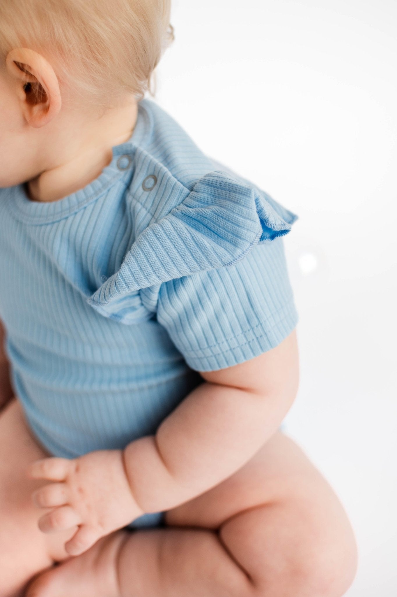 Sky Blue Frill Short Sleeve Bodysuit - ClayBearOfficial 