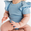 Sky Blue Frill Short Sleeve Bodysuit - ClayBearOfficial 