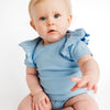 Sky Blue Frill Short Sleeve Bodysuit - ClayBearOfficial 