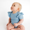 Sky Blue Frill Short Sleeve Bodysuit - ClayBearOfficial 