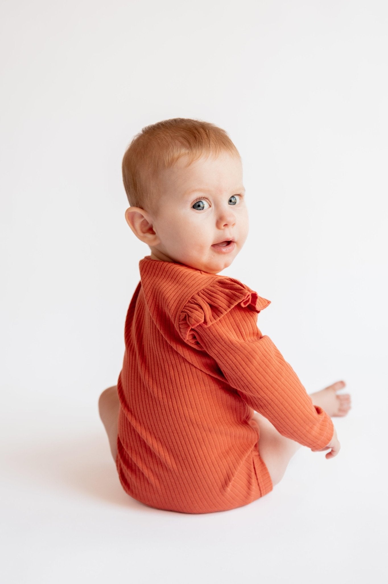 Terracotta Frill Long Sleeve Bodysuit - ClayBearOfficial 