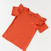 Terracotta Frill Ribbed Short Sleeve Top - ClayBearOfficial 