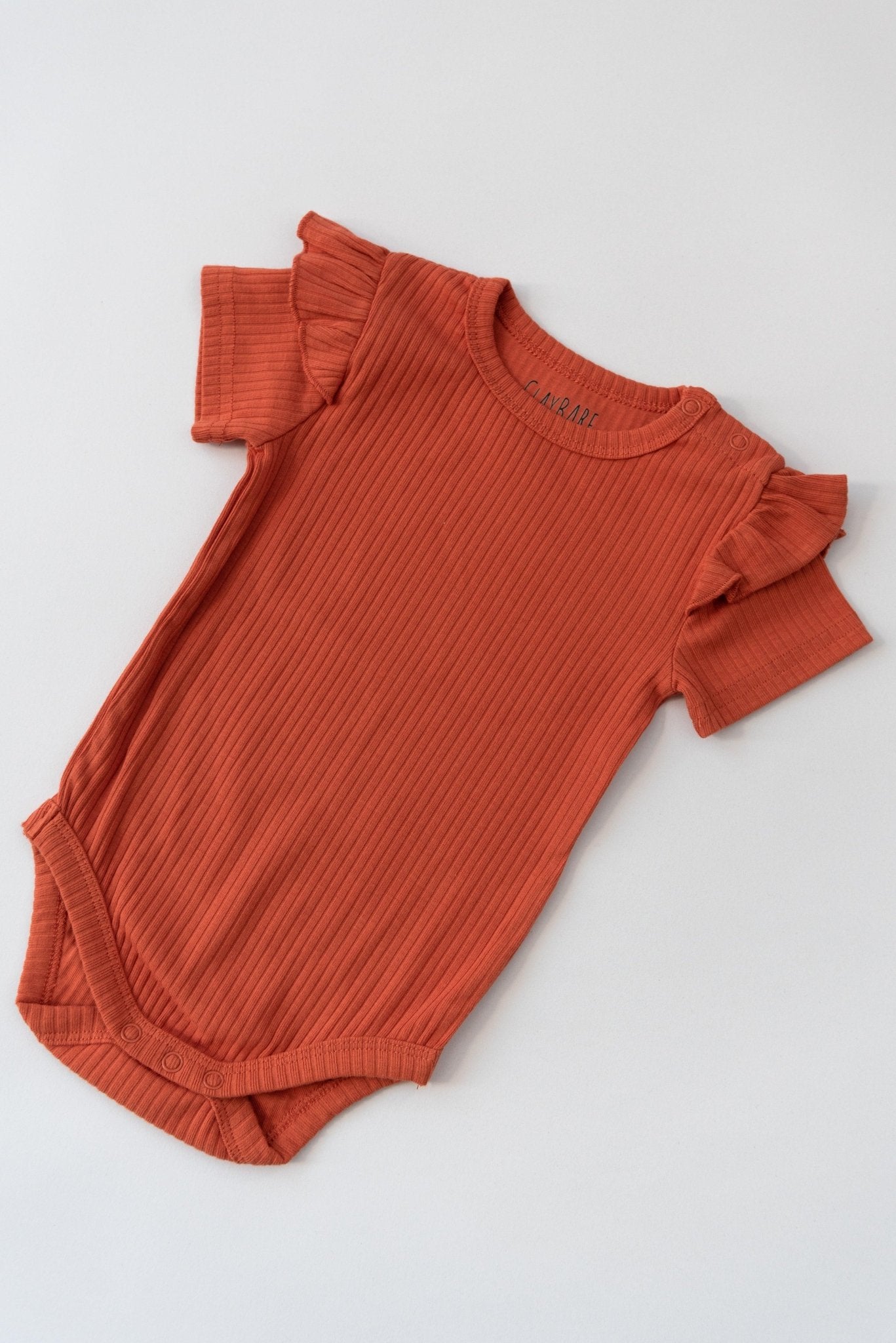 Terracotta Frill Short Sleeve Bodysuit - ClayBearOfficial 