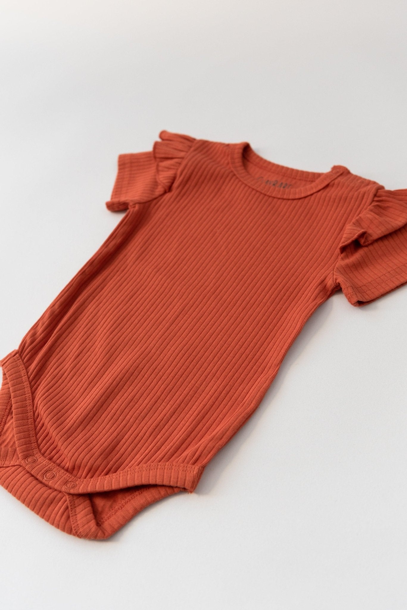 Terracotta Frill Short Sleeve Bodysuit - ClayBearOfficial 