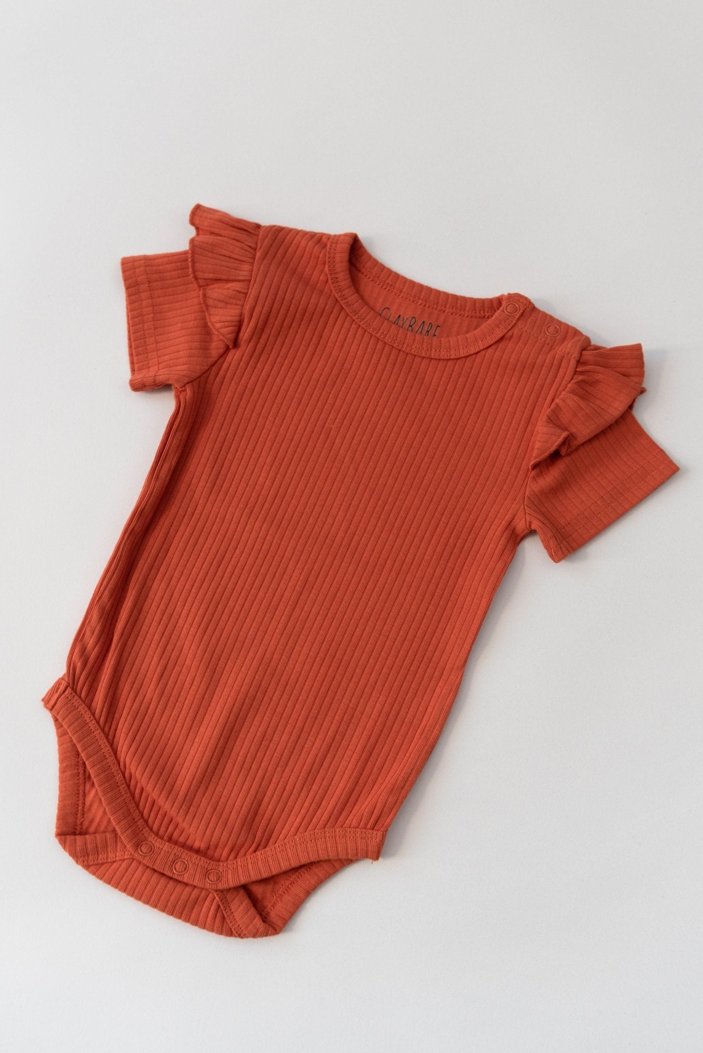 Terracotta Frill Short Sleeve Bodysuit - ClayBearOfficial 